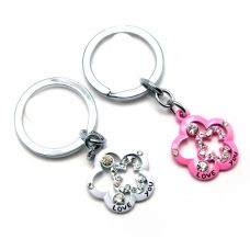 Брелоки  для влюбленных (Q) "Цветочки" бело-розовые