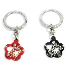 Брелоки  для влюбленных (Q) "Цветочки" черно-красные