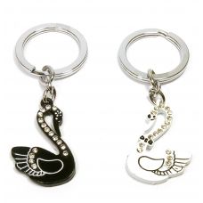 Брелоки для влюбленных (Q) "Лебеди" черно-белые