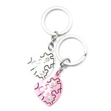 Брелоки  для влюбленных (Q) "Сердца" (72) белый-розовый