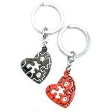 Брелоки  для влюбленных (Q) "Сердца" (72) черный-красный
