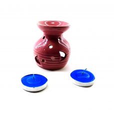 Аромалампа керамическая Подарочный набор Бордовый 12,5х8х7,5 см