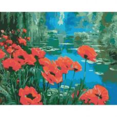 Картина по номерам "Маки у пруда"