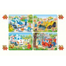 Пазлы "Веселый транспорт 4 в 1"