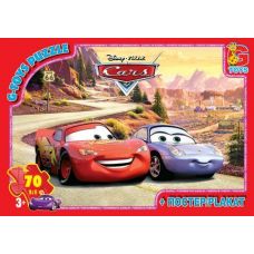 Пазлы "Тачки", 70 элементов + плакат