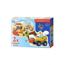 Пазлы 2 в 1 "Строительная техника"
