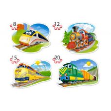 Пазлы "Поезда 4 в 1"