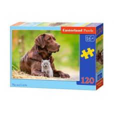 Пазлы "Пёс и котёнок", 120 элементов