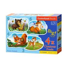 Пазлы 4 в 1 "Лесные животные"
