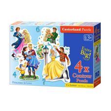 Пазлы 4 в 1 "Влюблённые принцессы"