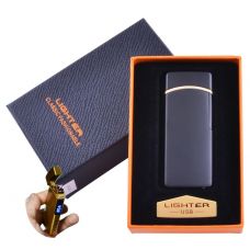 Электроимпульсная зажигалка в подарочной упаковке Lighter (Двойная молния, USB) Leoric