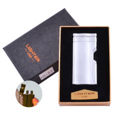 Электроимпульсная зажигалка в подарочной упаковке Lighter (Двойная молния, USB) Fire Silver