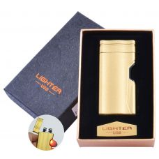 Электроимпульсная зажигалка в подарочной упаковке Lighter (Двойная молния, USB) Sweet Gold