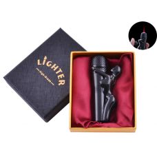 Зажигалка в подарочной коробке Девушка на Микрофоне (Турбо пламя)  Black