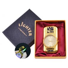 Зажигалка часы в подарочной коробке Lighter (Турбо пламя)  Gold