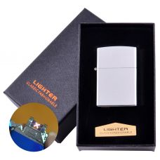 Электроимпульсная зажигалка в подарочной коробке LIGHTER (USB) Net  Silver