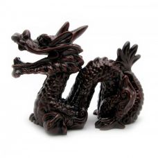Статуэтка Дракон с рогом каменная крошка коричневый (8х10 см)