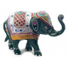 Слон аллюминиевый с инкрустацией зеленый (25х18х9,5 см) Home Place