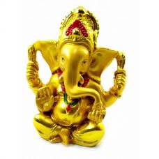 Статуэтка Ганеша каменная крошка "Золото" (11х9х5 см)