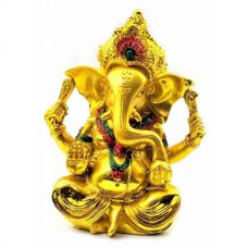Статуэтка Ганеша каменная крошка "Золото" (17х12х7 см)