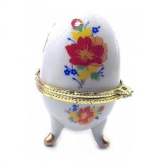 Шкатулка яйцо "Цветы" (7,5х5х5см) Белая Homade