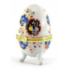 Шкатулка яйцо (7,5х5х5см) Цветочек Белая Homade