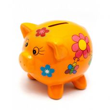 Копилка "Свинья" керамика оранжевая (11х9х8,5 см) Home Place